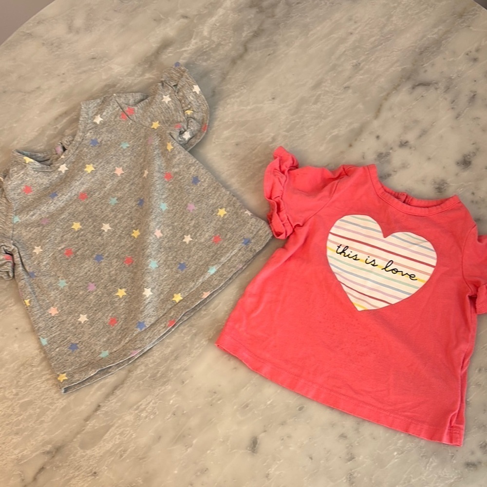 Kids' Starry Gray and Heart Pink Tops